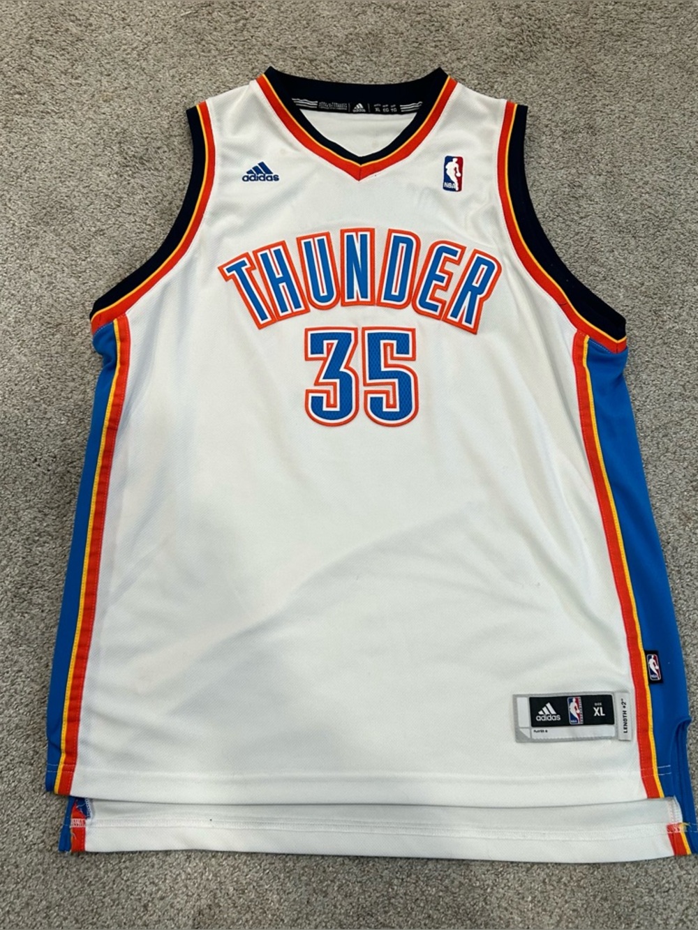 Adidas Oklahoma City Thunder Kevin Durant #35 White Basketball Jersey
